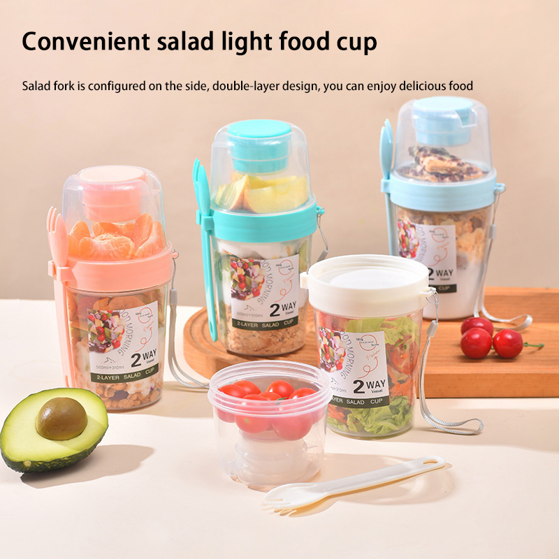 Meal Prep Oatmeal Jars - Tasse à salade portable avec couvercle