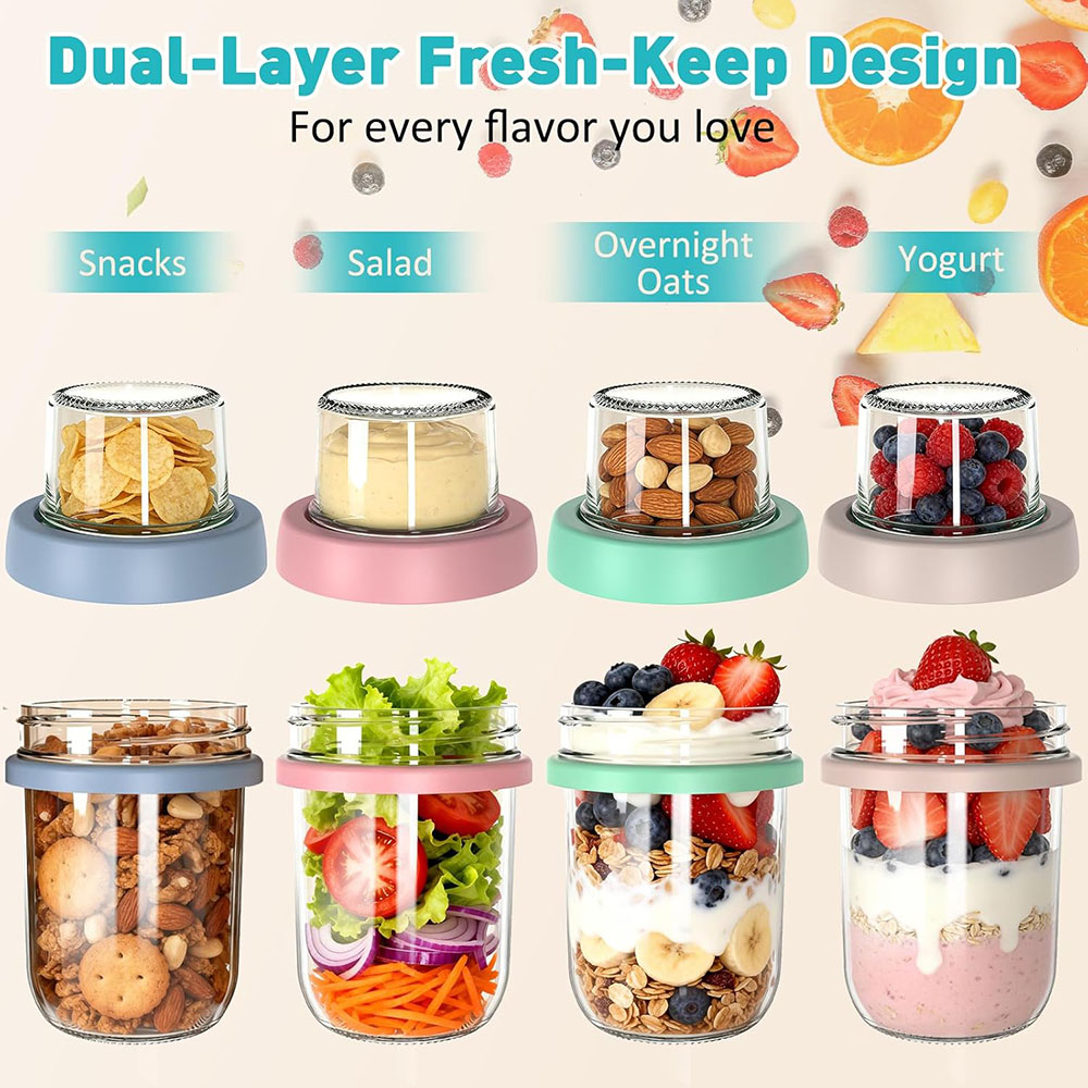Bocaux en verre à double paroi - Meal Prep Oatmeal Jars avis et prix